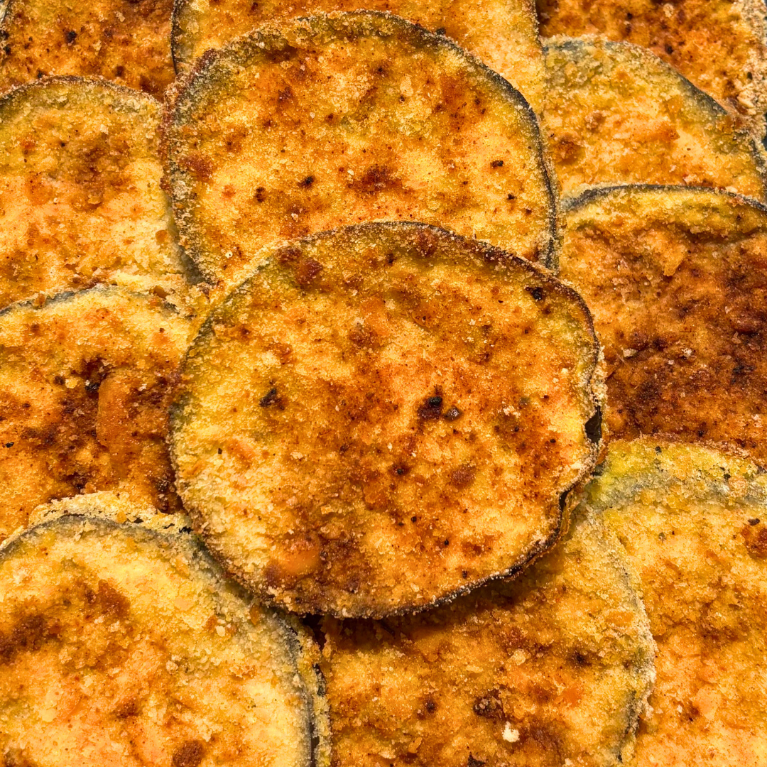 Fette di melanzane gratinate al forno con panatura dorata